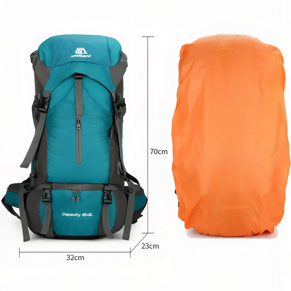 Sac à dos randonnée 70L avec housse de pluie | Esprit Baroudeur