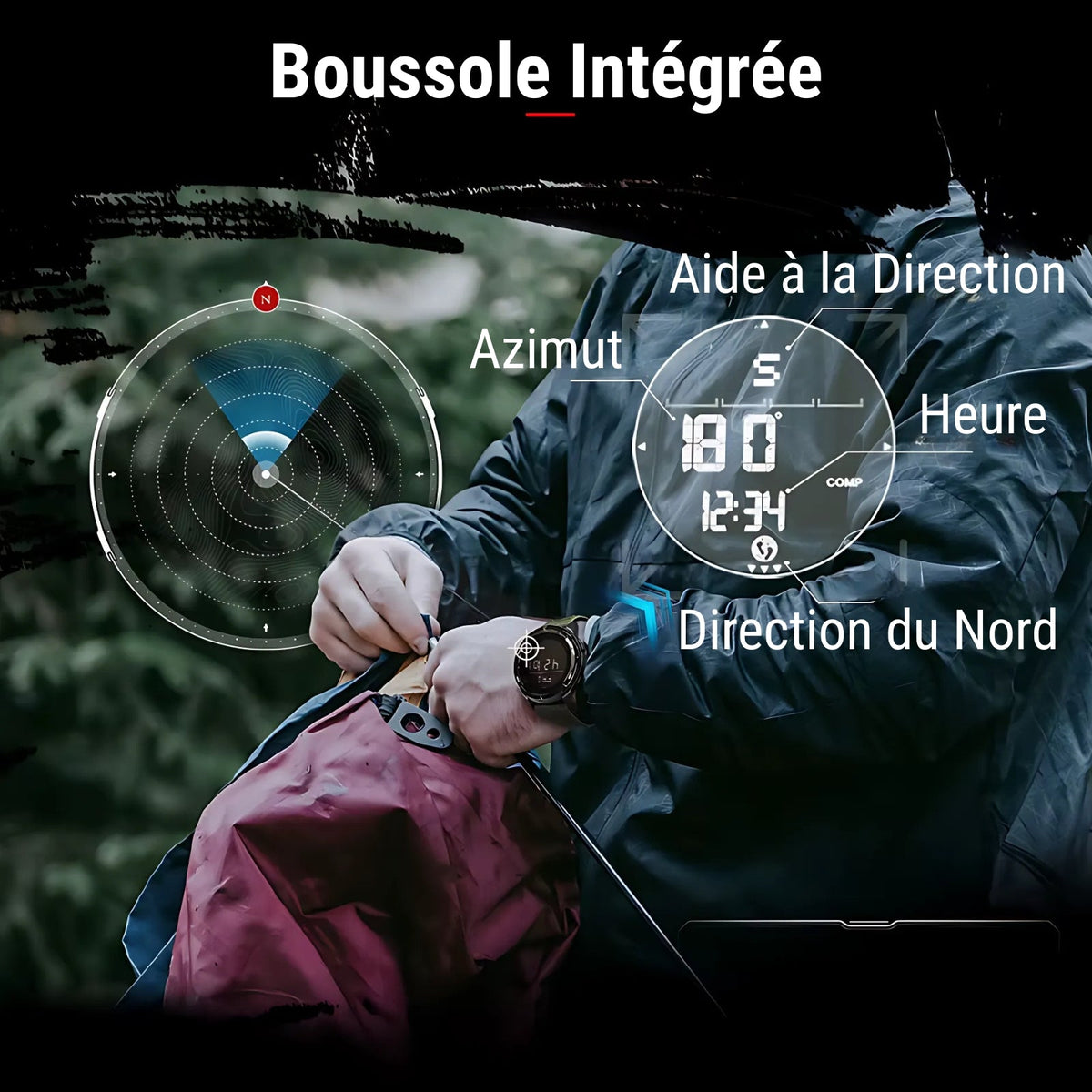 Montre digitale randonnée légère avec bracelet nylon | Esprit Baroudeur