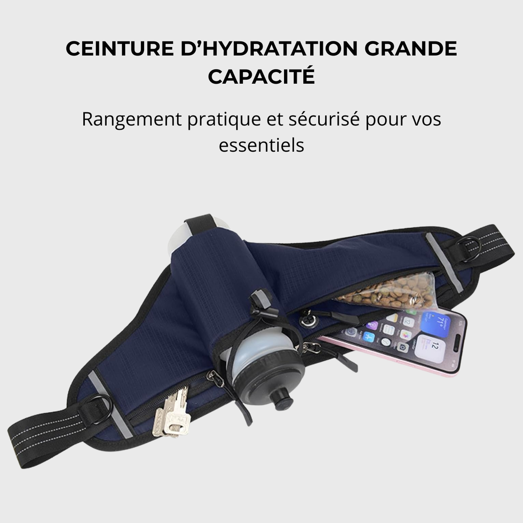 Ceinture de trail runner avec porte-gourde et poches | Esprit Baroudeur